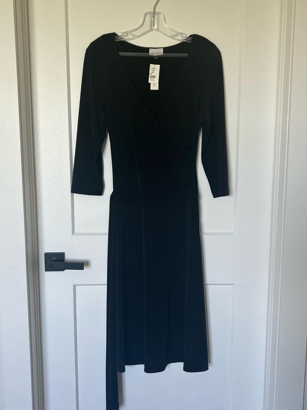 L'AGENCE Black Wrap Dress with V-Neck